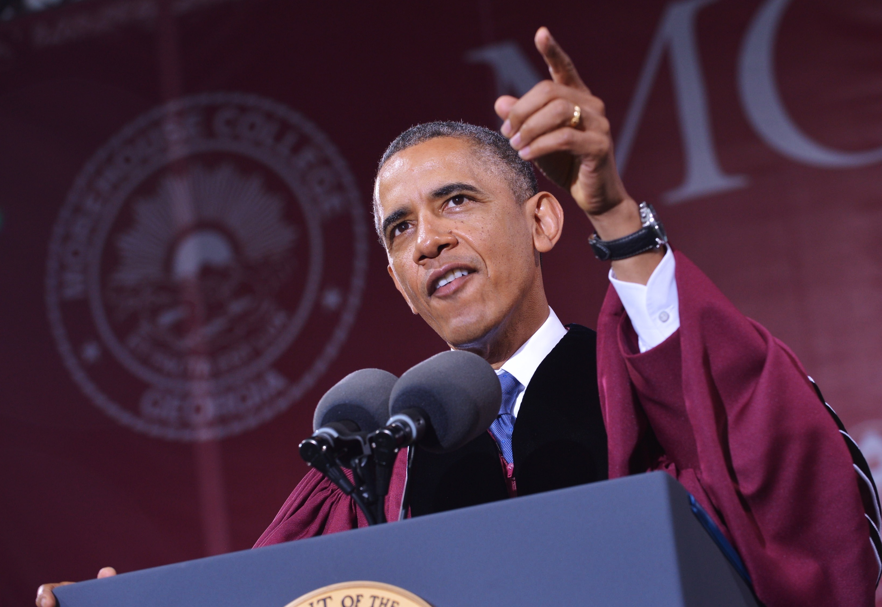 President Obama delivers the commencement address during a ceremony at Morehouse College on Sunday in Atlanta, Georgia.