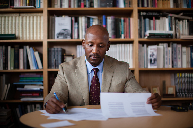 Craig Wilder, author of the new book "Ebony and Ivy: Race, Slavery and the Troubled History of American's Universities" poses for a portrait on the Massachusetts Institute of Technology campus in Cambridge, Massachusetts on October 7, 2013.