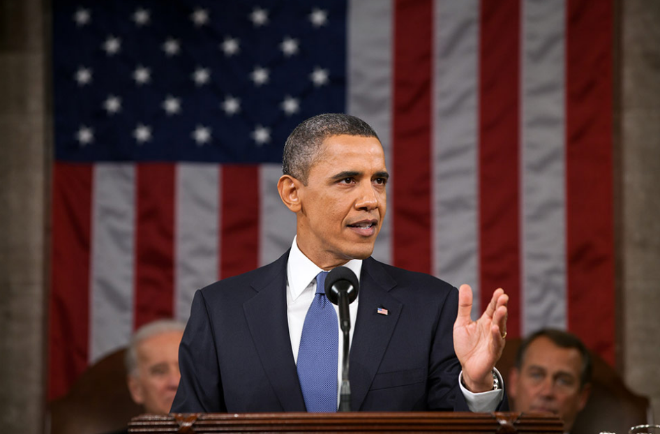 President Obama delivering the State of the Union address