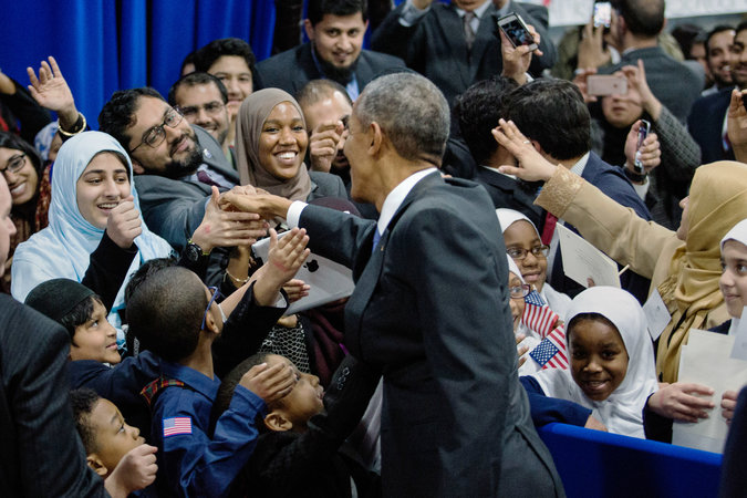 Obama's visit to Islamic Society of Baltimore (Photo Credit: New York Times)